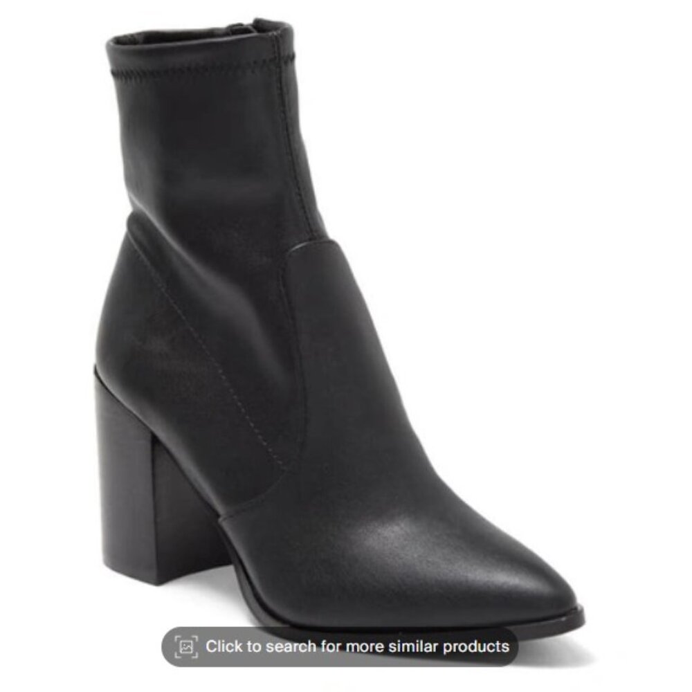 Steve Madden - Carla Black Leather Ankle Boot with Chunky Block Heel - Picture 6 of 6